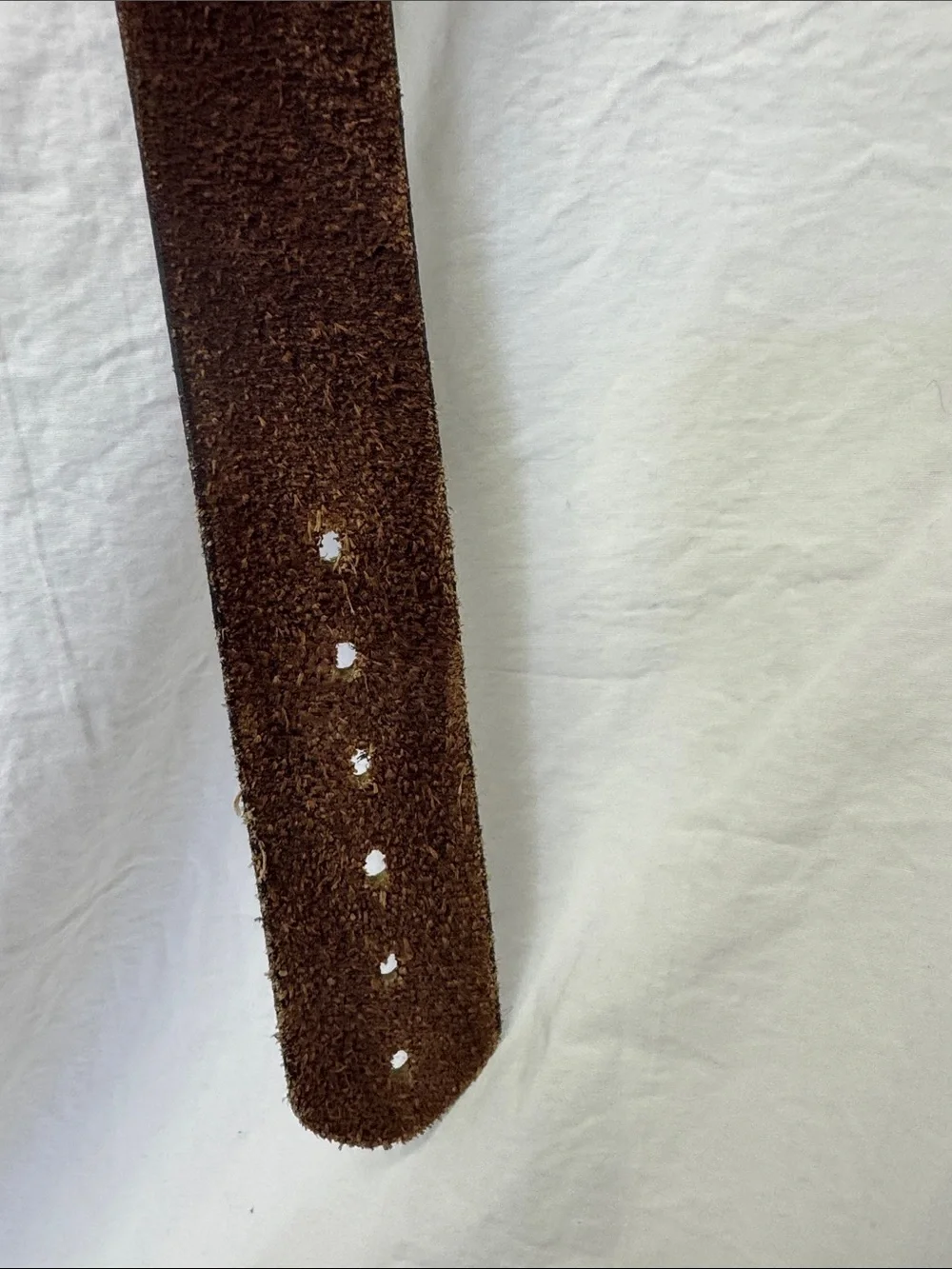 Brown Leather Belt with Antique Brass Chain-Link Buckle
